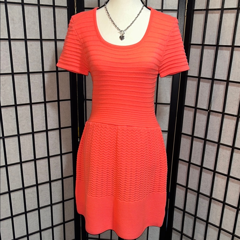 Francesca's Collections Fit and Flare Ribbed Mini Dress in Pink